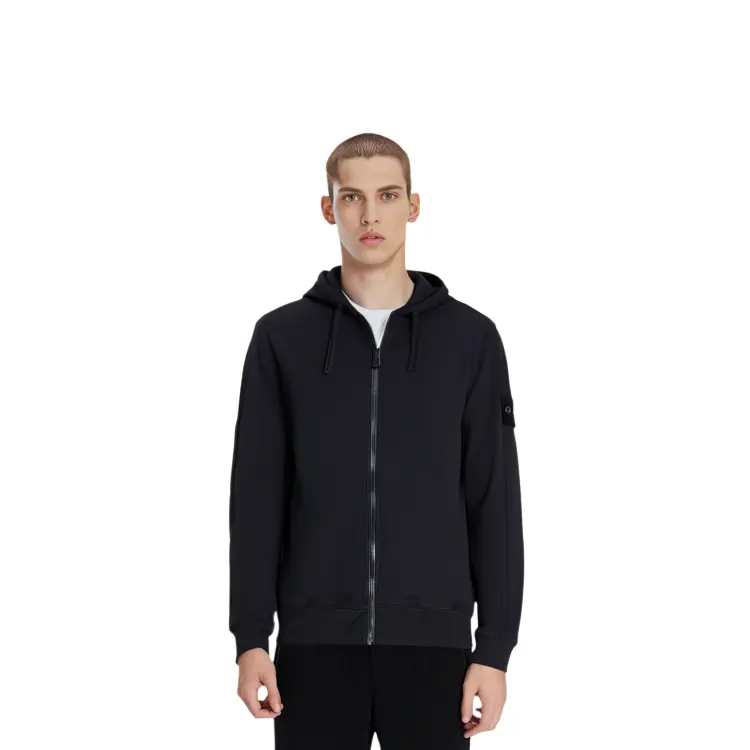 Толстовка мужская Stone Island с капюшоном и молнией, черный — фото 4