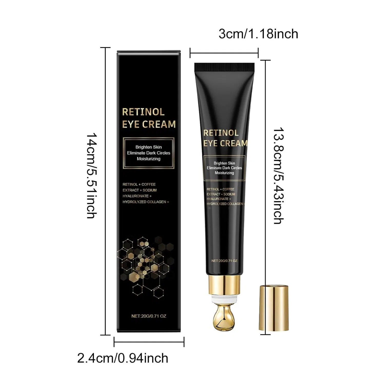 Крем для глаз с ретинолом и охлаждающим роликом от Retinol Generisch, 3Pc — фото 3