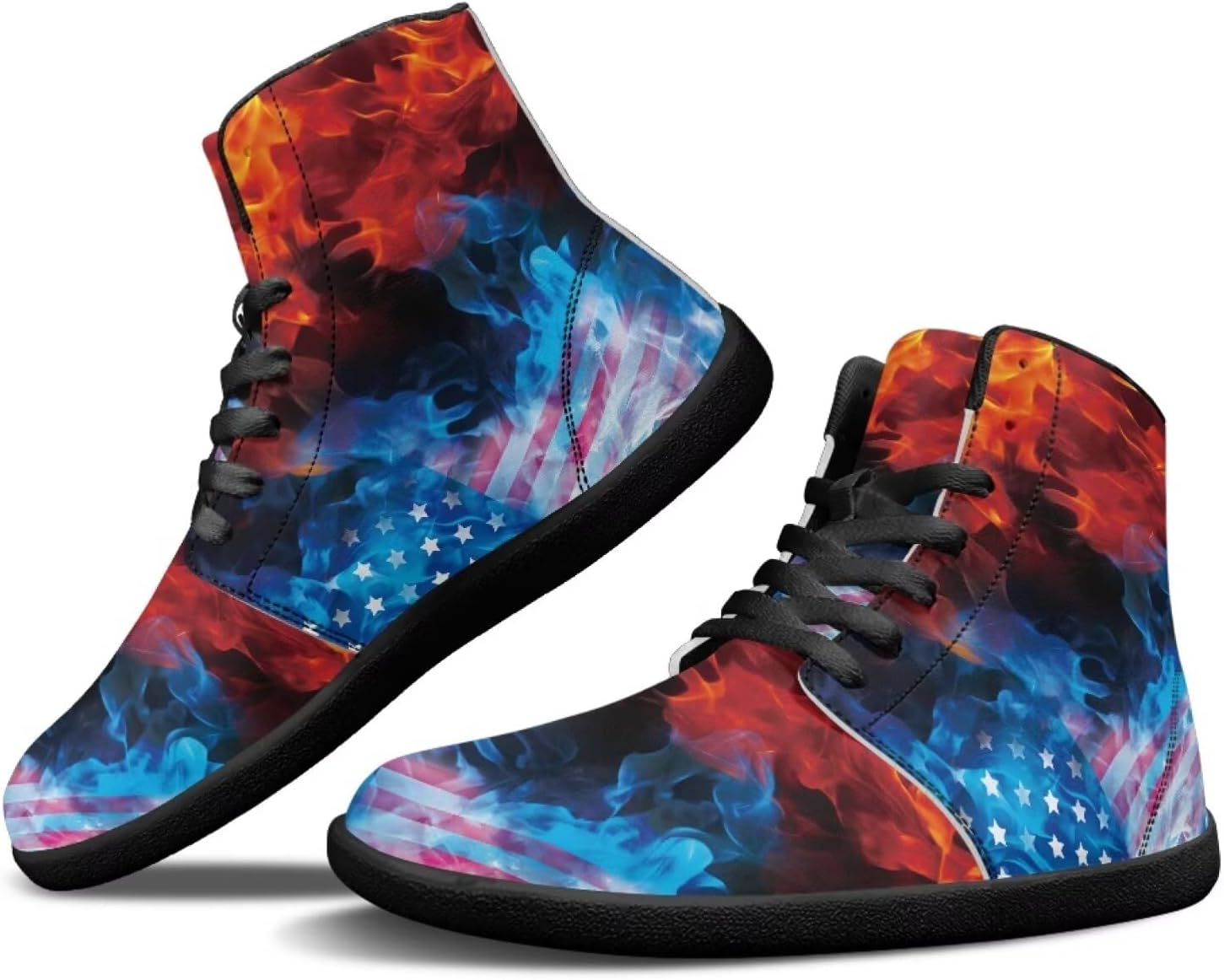 

Мужские прогулочные кроссовки Jeiento с узором природы, высокие, для бега, с широкой носочной частью, Usa Flag Flame