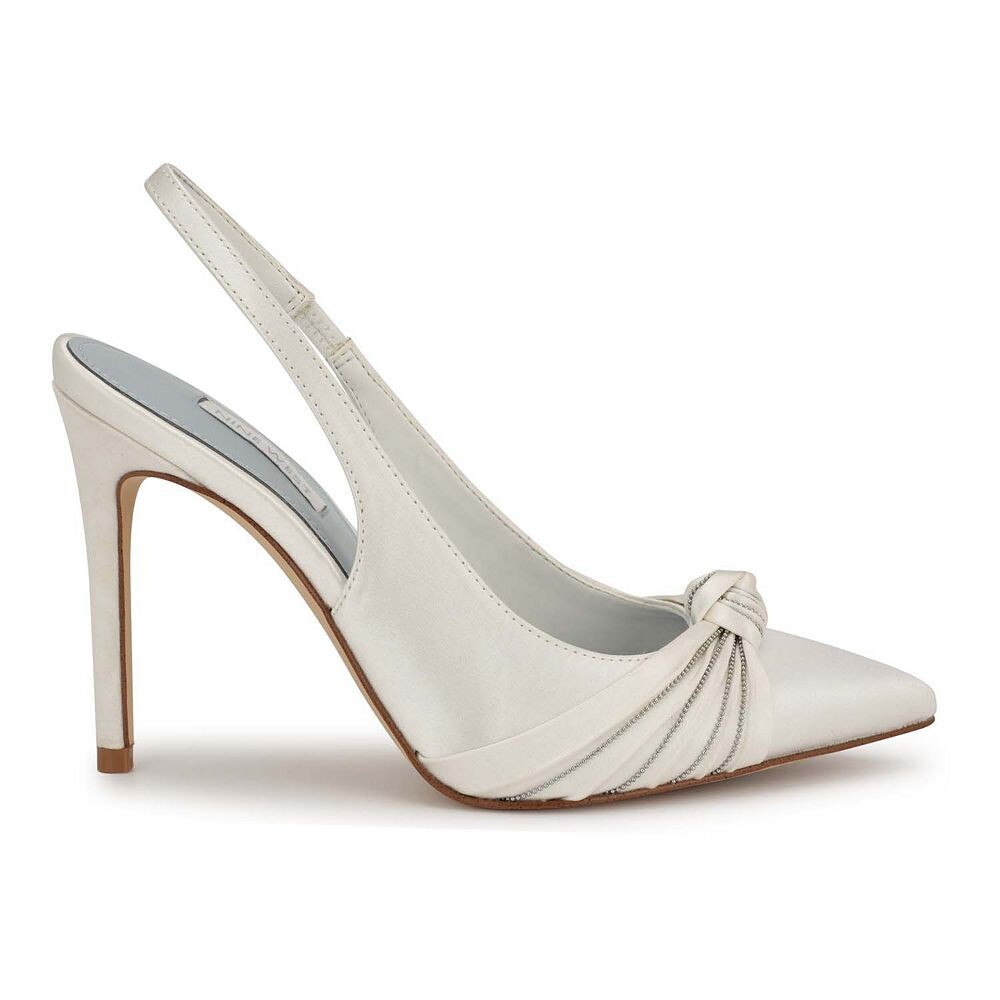 Женские свадебные туфли Nine West Faive с открытой пяткой на спине, цвет White Satin — фото 2