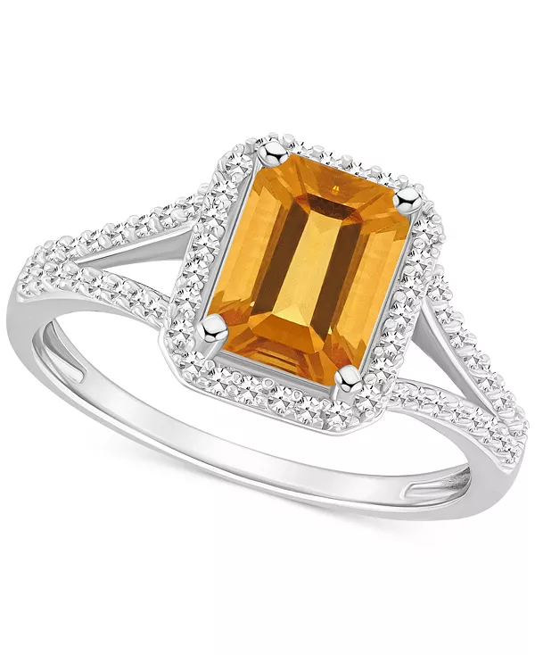 

Кольцо с аметистом (1-5/8 карата tw) и бриллиантом (1/4 карата tw) из стерлингового серебра (также с цитрином, гранатом, перидотом и голубым топазом) Macy'S, citrine