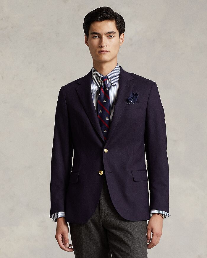 

Однобортный шерстяной пиджак Polo Ralph Lauren, синий