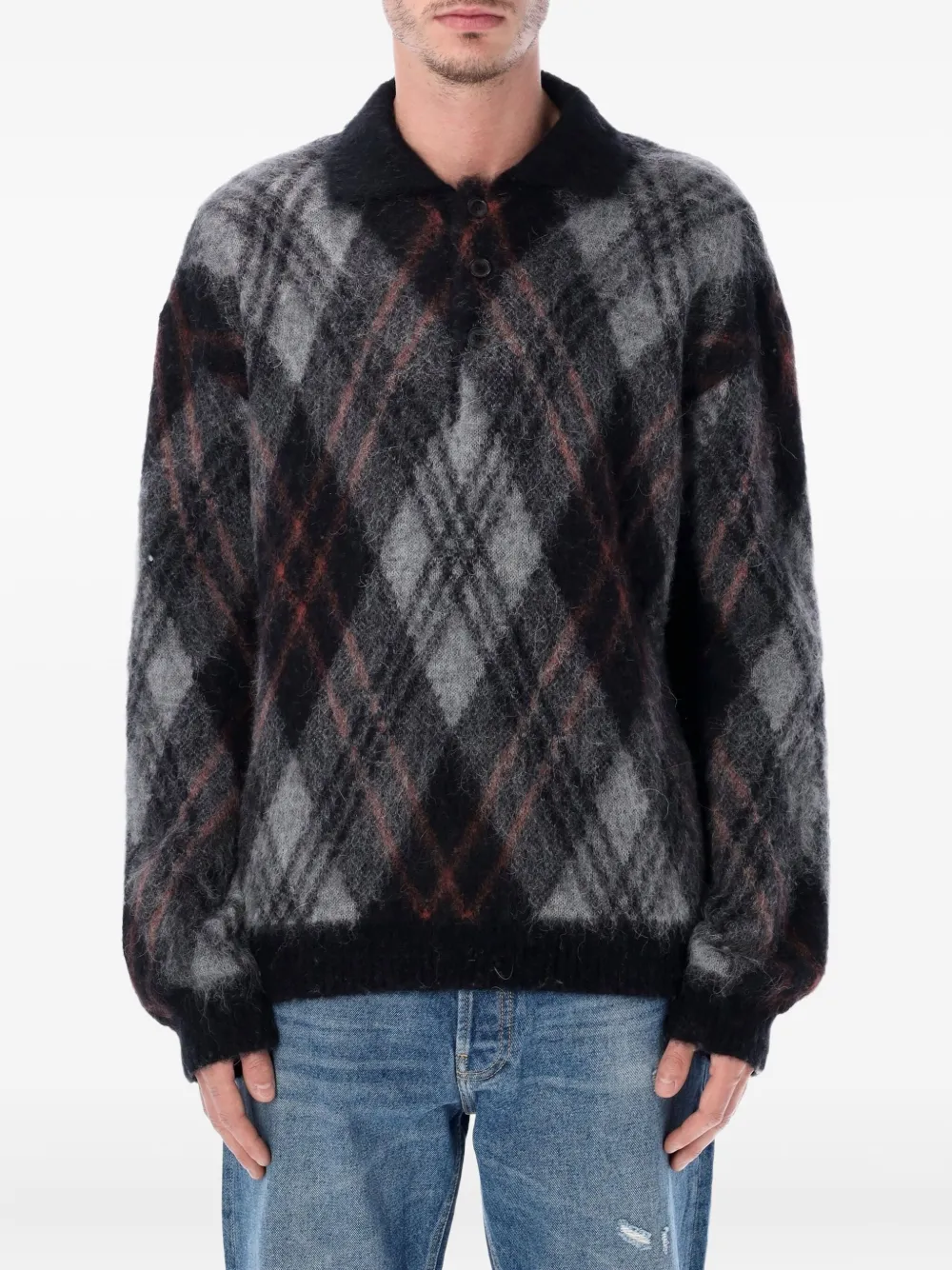 

Рубашка поло с узором аргайл Rold Skov, серый