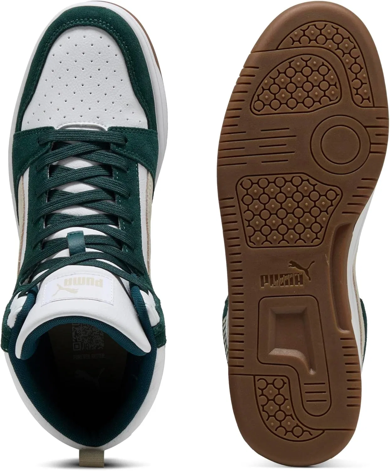 Кроссовки PUMA Adult Rebound v6 SD, Puma White Desert Dust Green Terrain — фото 4