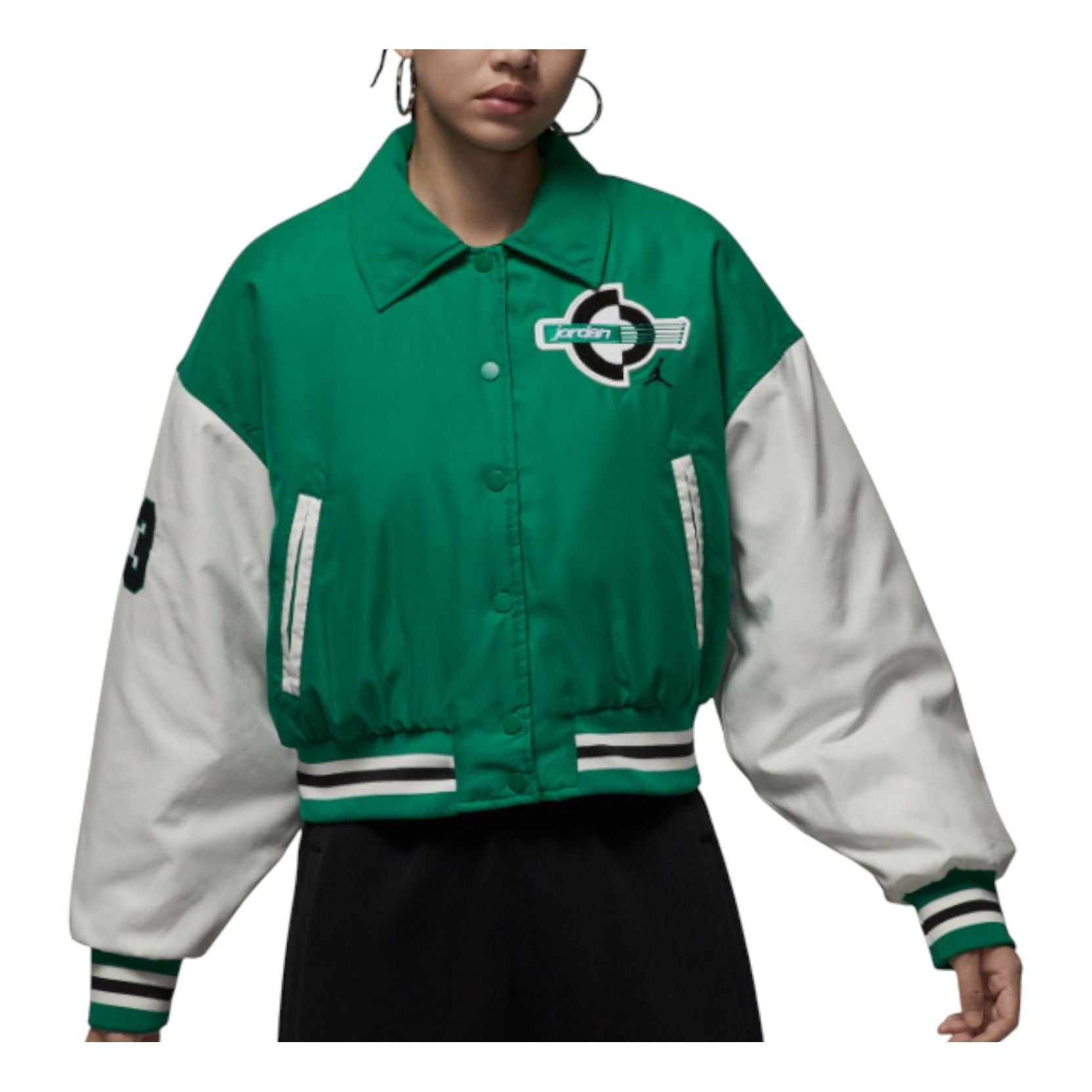 

Куртка (WMNS) Air Jordan Brooklyn Therma-Fit Varsity Jacket 'Malachite Sail'