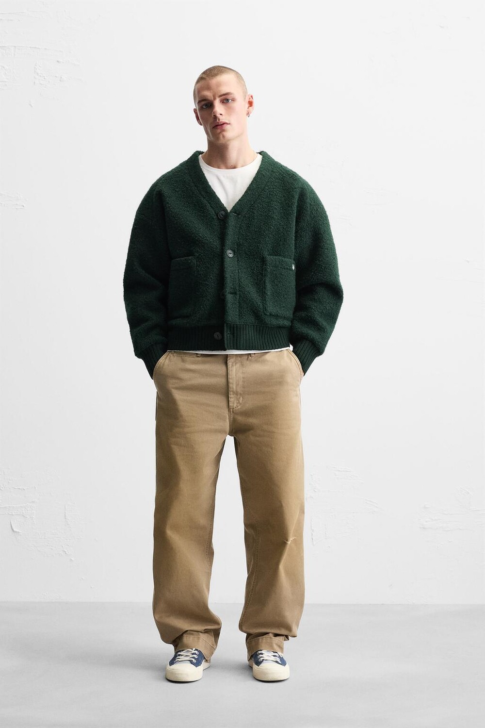 

Рубашка из текстурированной ткани букле ZARA, зеленый