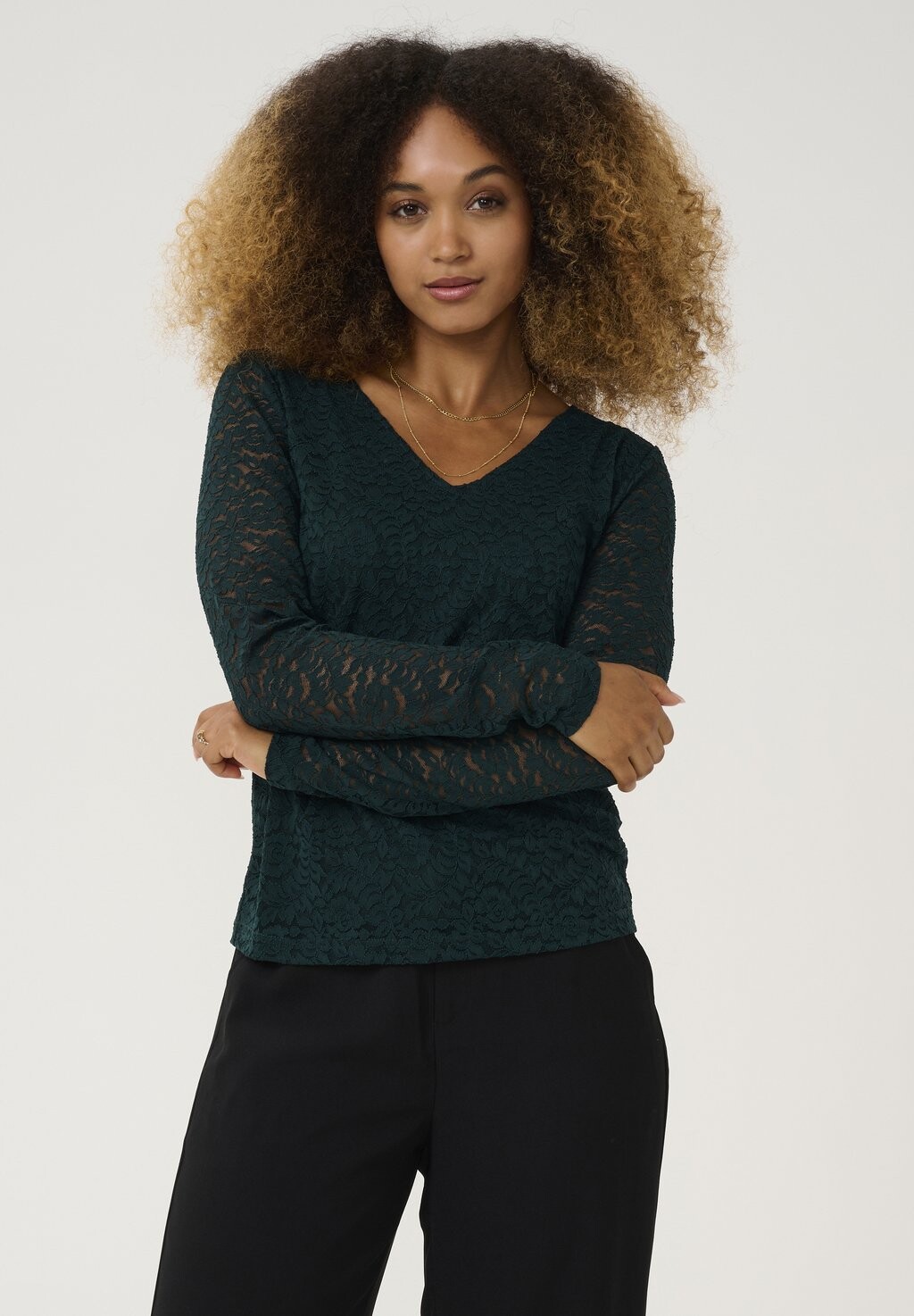 

Блуза V-NECK Love Copenhagen, темно-зеленый