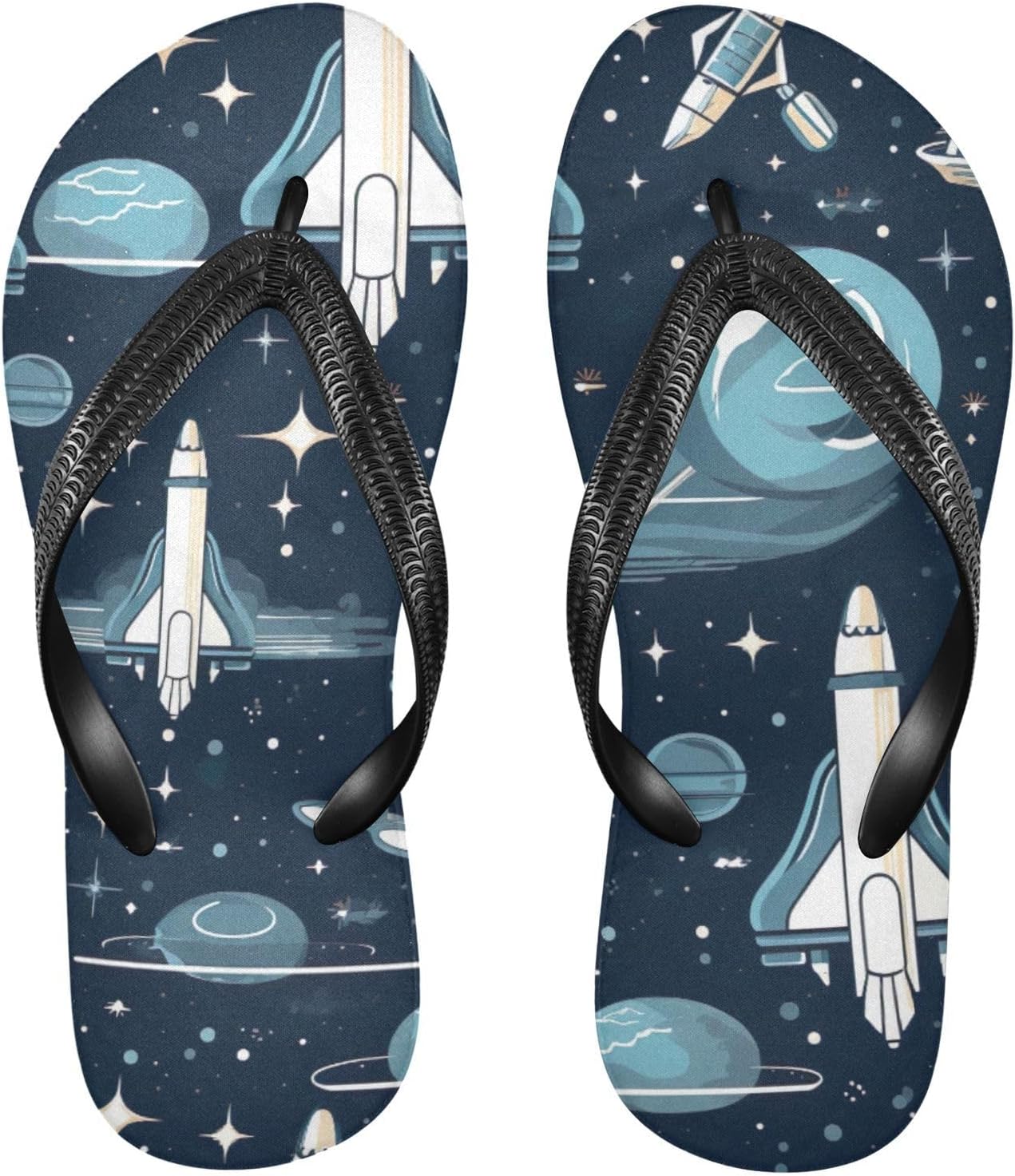 

Женские и мужские летние повседневные сандалии Space Planet Rocket Flip Flop для пляжа и душа Kfbe