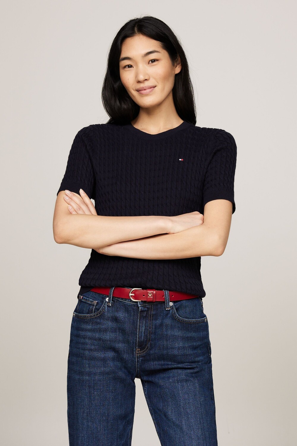 

Хлопковый свитер с круглым вырезом Tommy Hilfiger, синий