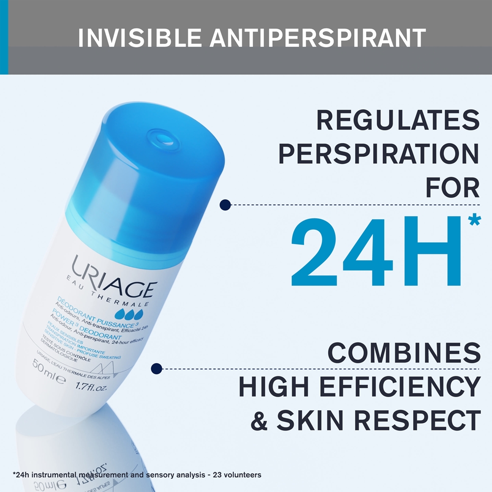 Дезодорант-Ролик Hygiène power3 для удаления белых и желтых пятен Uriage, 50 мл — фото 4