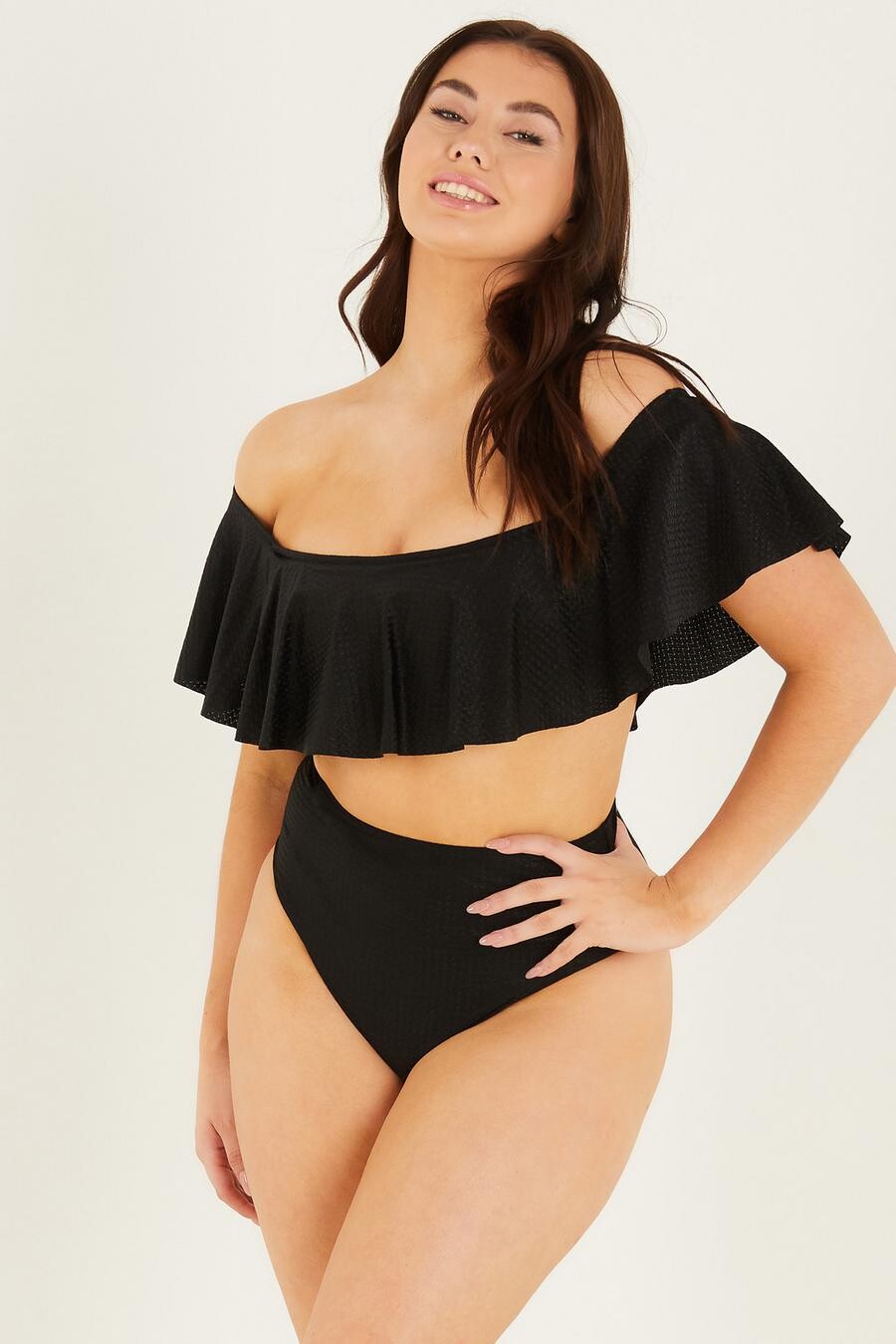 

Черные текстурированные плавки бикини QUIZ Clothing