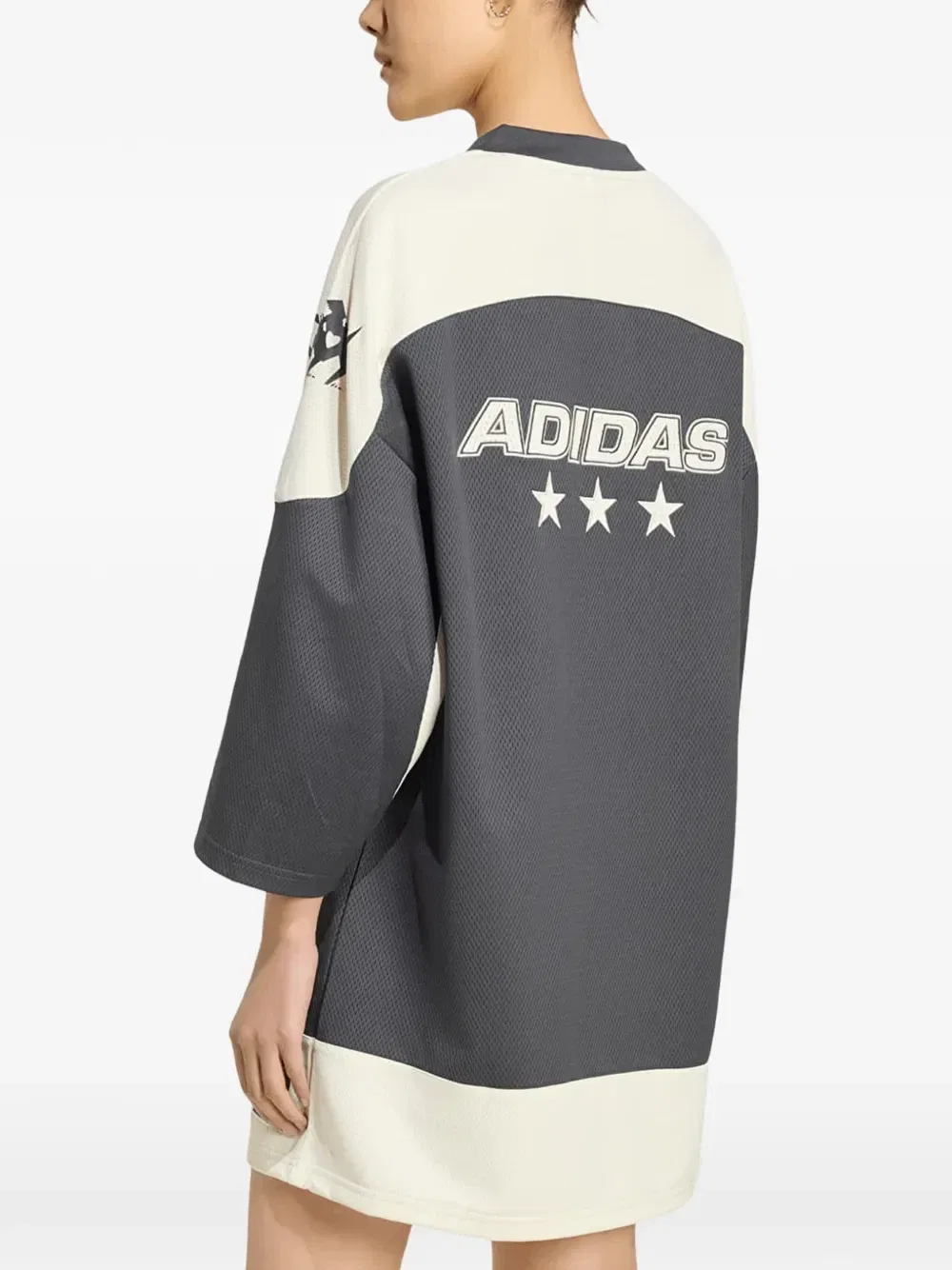 Мини-платье-футболка с логотипом Adidas, серый — фото 3