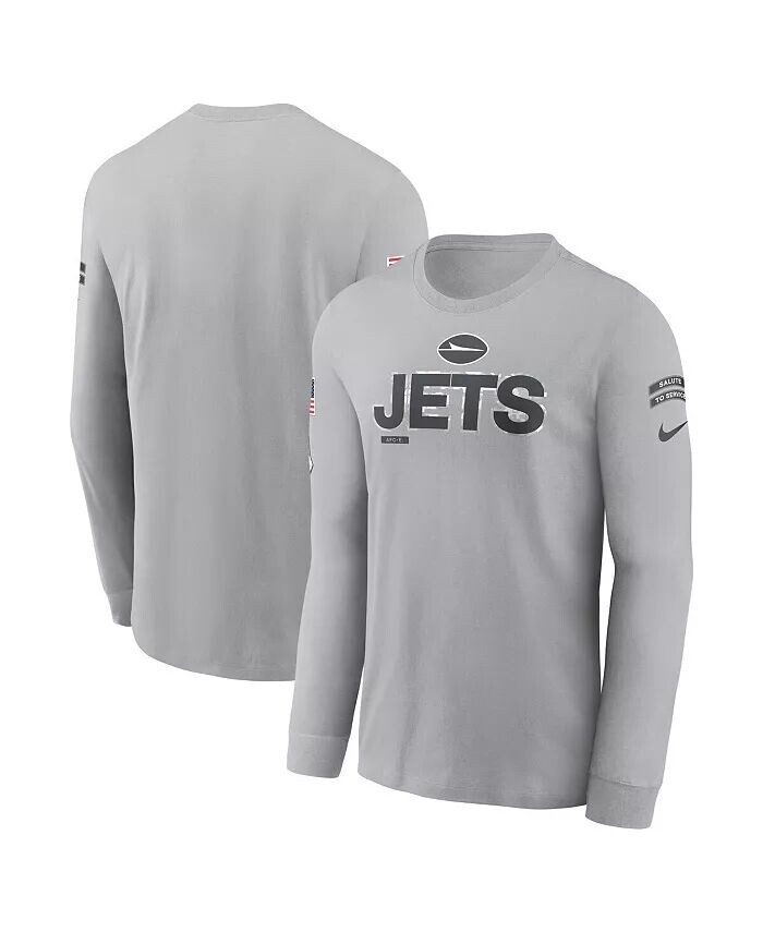 

Мужская серая футболка New York Jets 2024 Salute To Service с длинным рукавом Nike