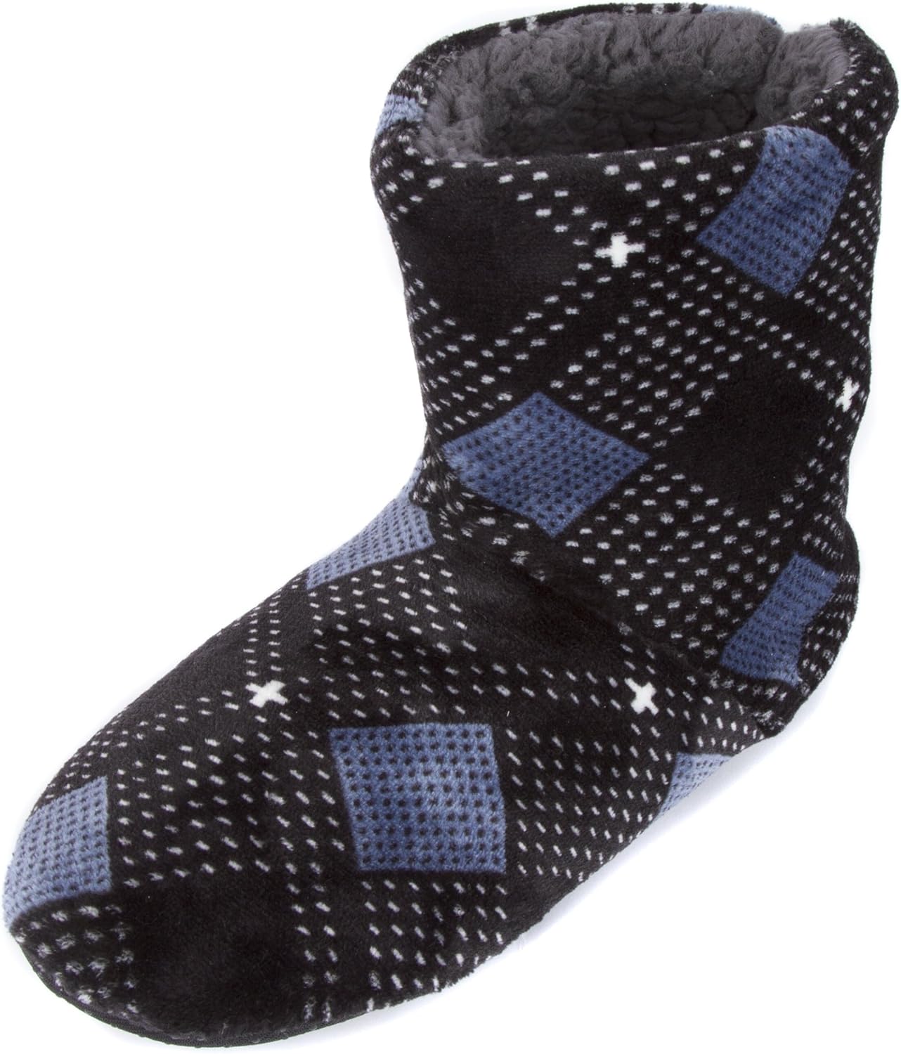 

Мужские уютные тапочки Leisureland Plaid с флисовой подкладкой, черный/синий