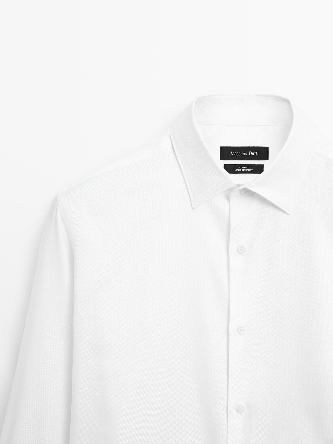 Рубашка оксфорд из хлопка облегающего кроя Massimo Dutti, белый — фото 3