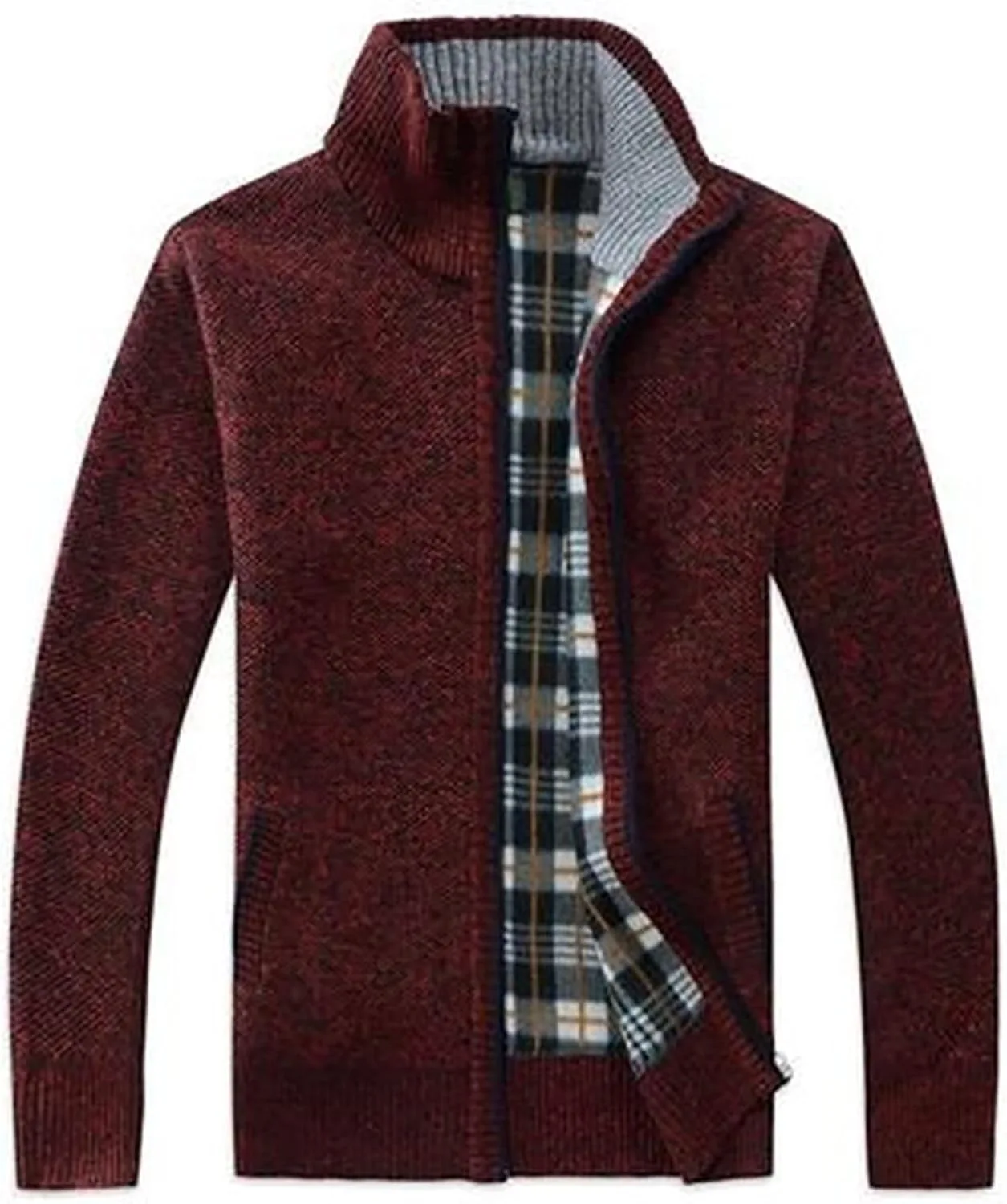 

Кардиган для мужчин зимний флис slim fit с воротником стойкой и карманом