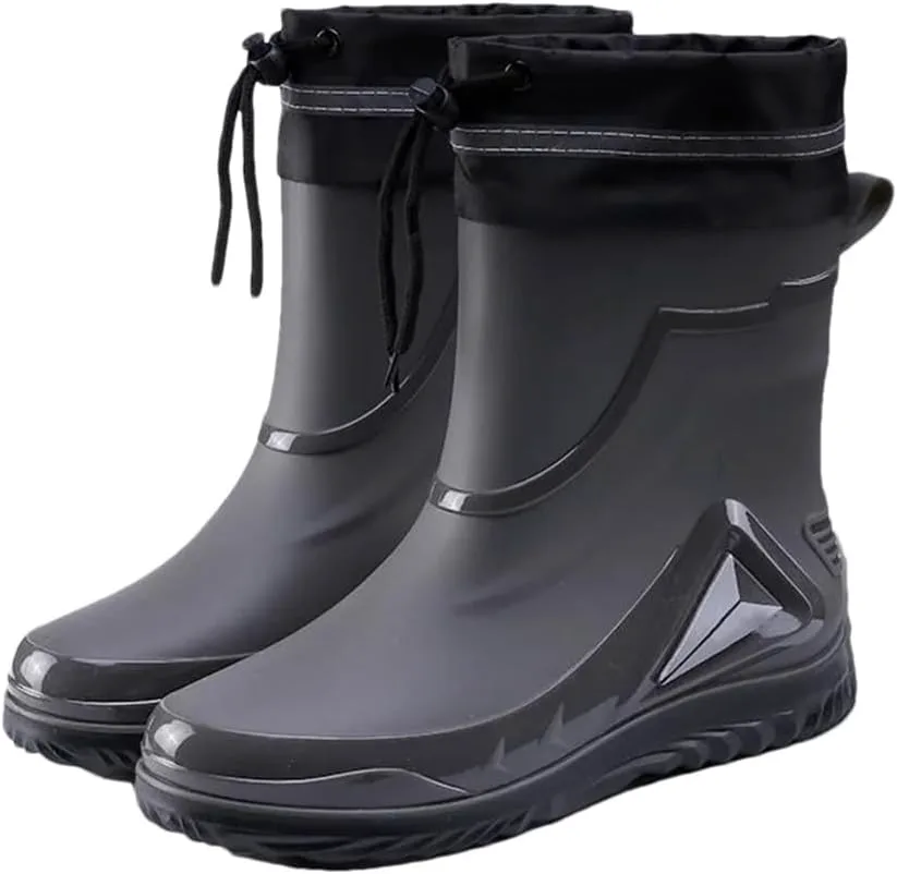 

Мужские водонепроницаемые резиновые сапоги Wjnvfioo с шнуровкой, теплые, противоскользящие, плоская подошва, модные сапоги-райдеры