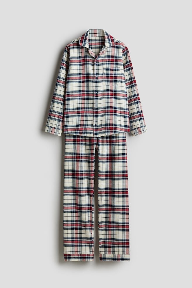 

Хлопково фланелевая пижама H&M, белый