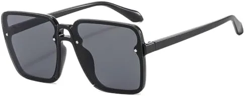 

Большие квадратные солнцезащитные очки в винтажном стиле для женщин, фиолетовые, зеленые, розовые, с защитой от УФ-излучения UV400, для мужчин и женщин MTZJH, Black