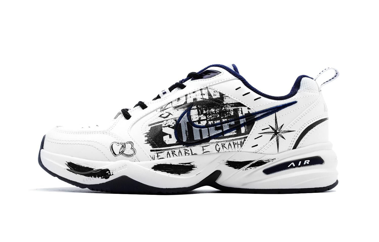 

Кроссовки Air Monarch 4 Chunky унисекс с низким верхом белого/синего/черного цвета Nike, Черный, Кроссовки Air Monarch 4 Chunky унисекс с низким верхом белого/синего/черного цвета Nike