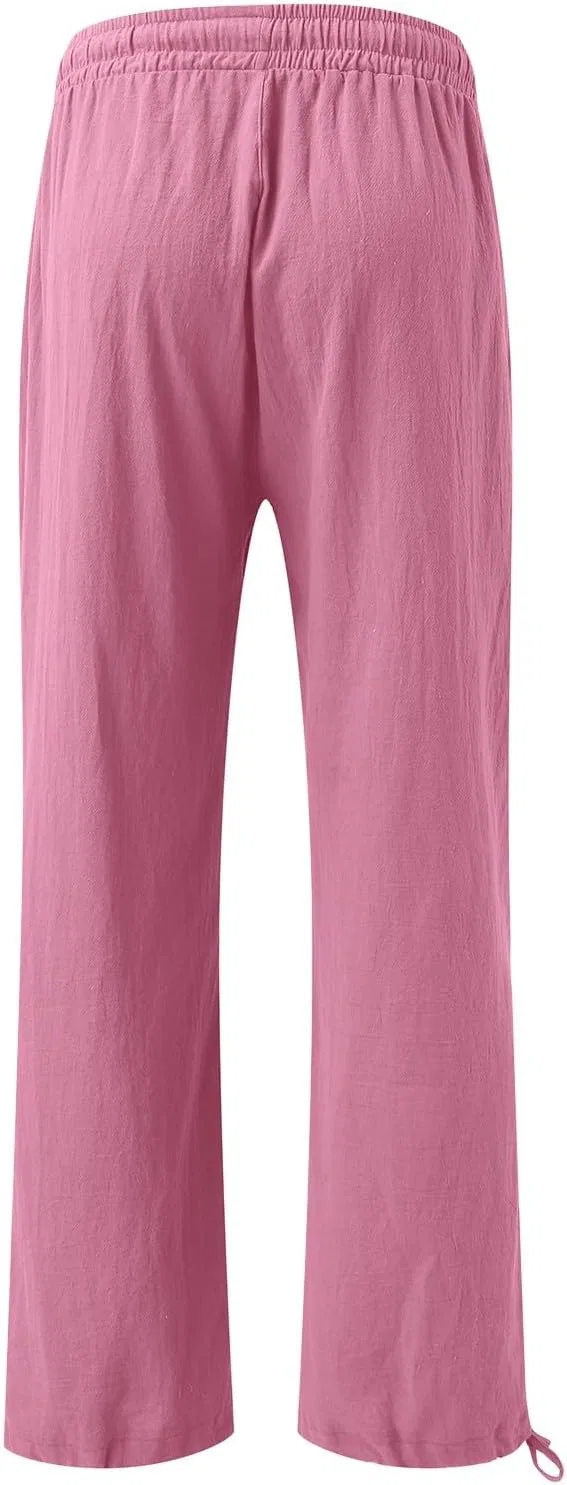 Брюки свободные с завязками на талии, Generic, Hot Pink-2 — фото 4