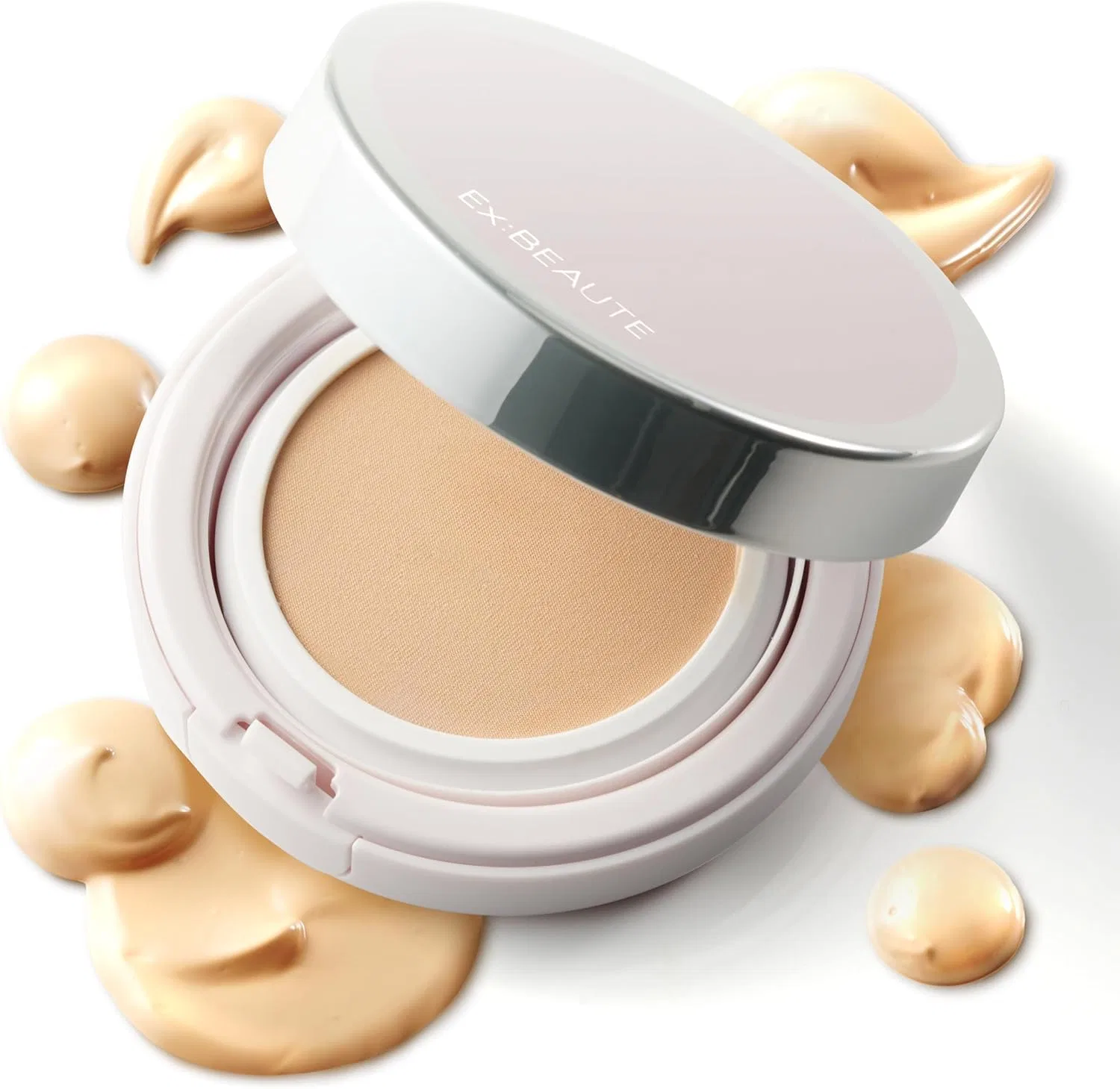 Тональная основа Ex:Beaute антивозрастная отбеливающая с кейсом, 1 шт, светлый