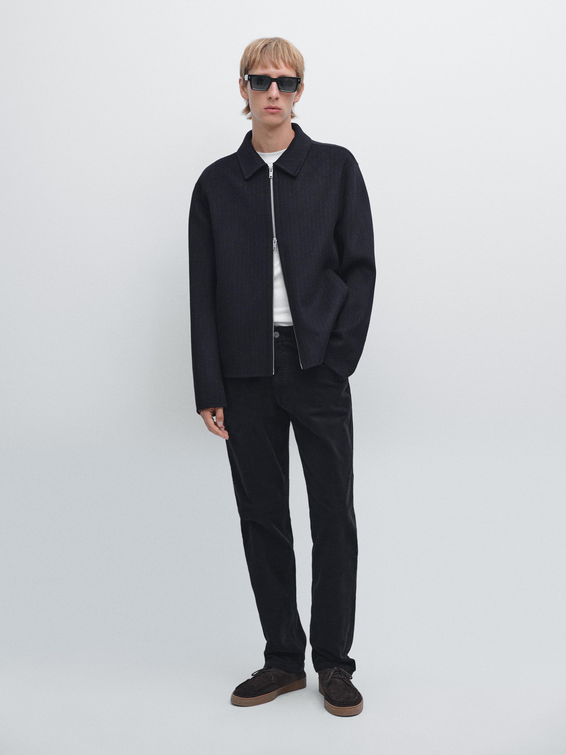 

Узкие вельветовые брюки из денима Massimo Dutti, темно-синий