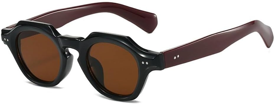 

Модные солнцезащитные очки в форме маленького многоугольника и квадрата для женщин, ретро-очки с заклепками, солнцезащитные очки UV400 для мужчин, красные и синие солнцезащитные очки SKFGNX, Black Dark Red Tea