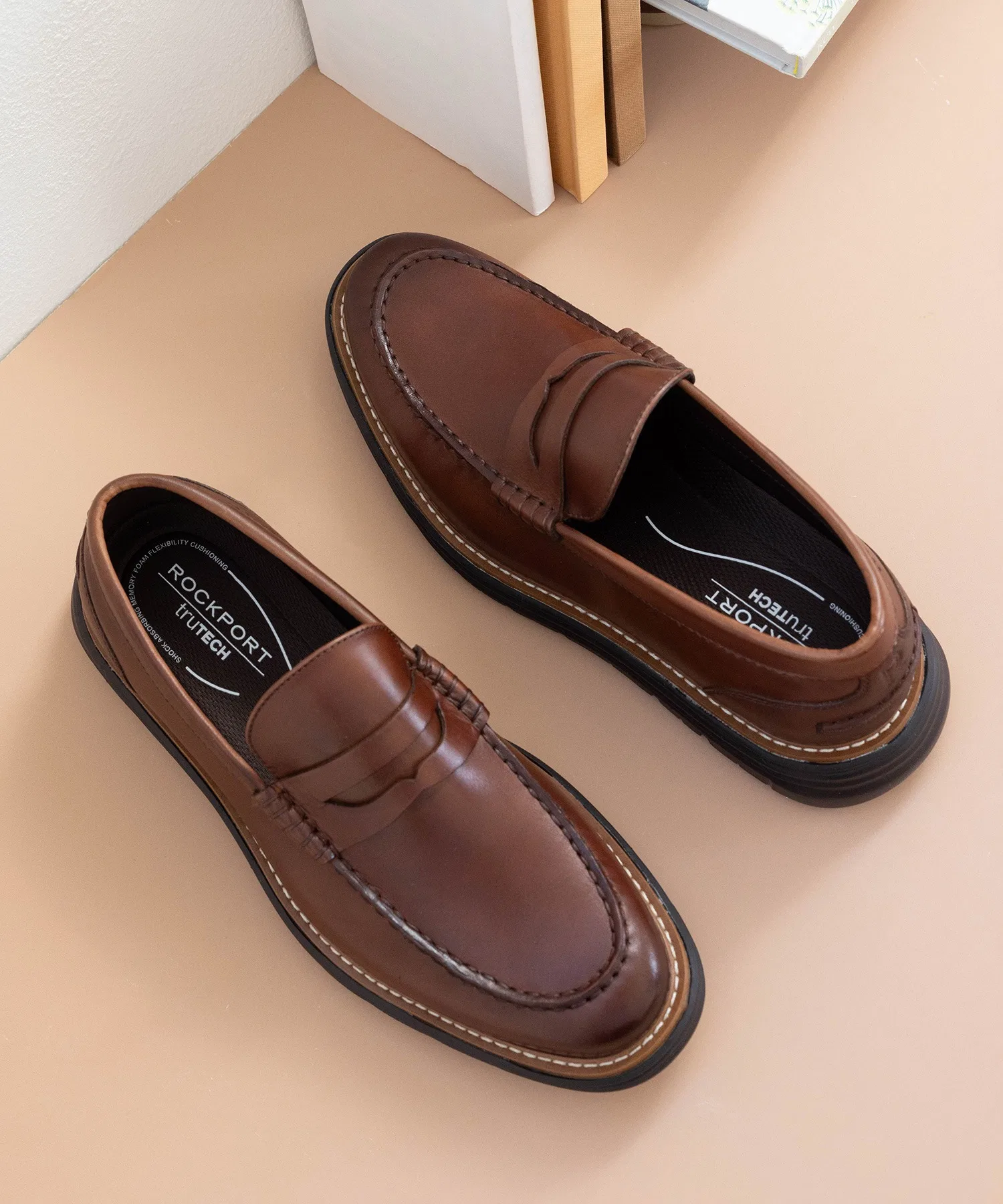 Мужские кожаные лоферы ROCKPORT Cambridge Ease коричневые