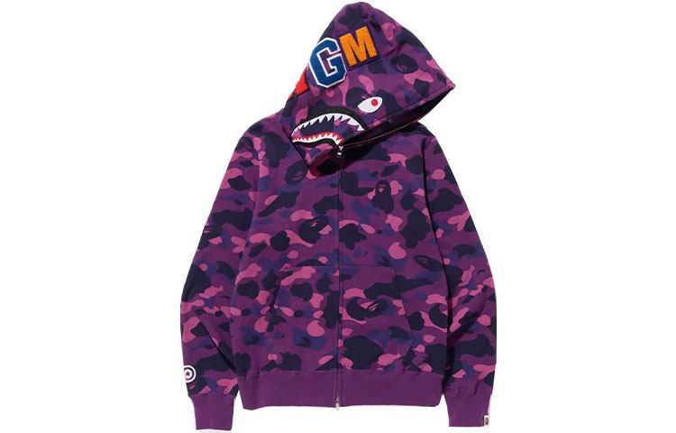 Футболка Bape Color Camo Shark Full Zip Hoodie A BATHING APE, морской синий — фото 4