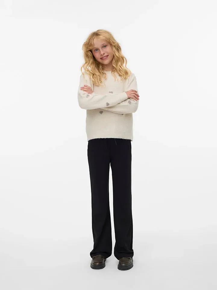 Детский пуловер с кружевным узором Vero Moda Girl, кремовый