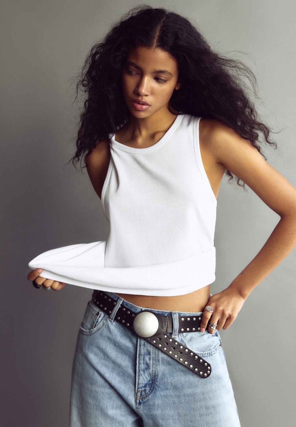 

Пояс STUDDED PULL&BEAR, черный
