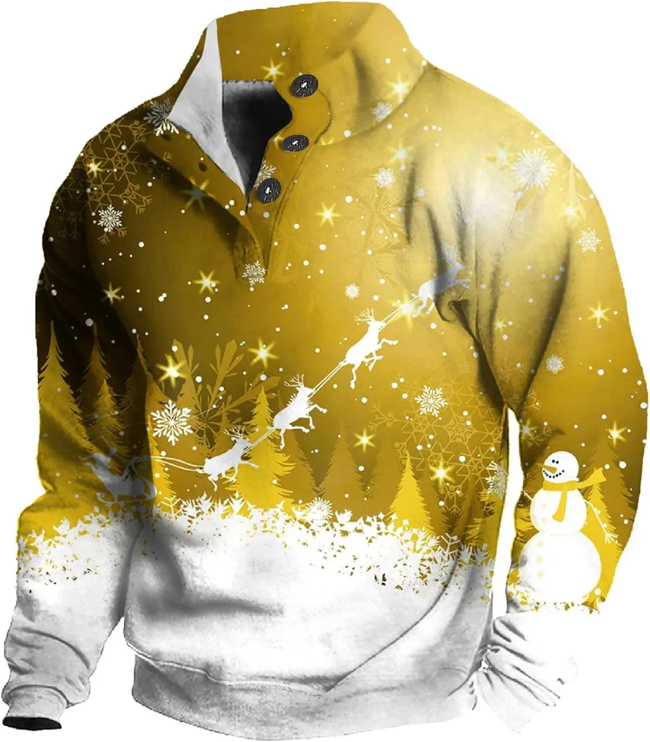 

Свитшот мужской с рождественским принтом, стойка, длинные рукава