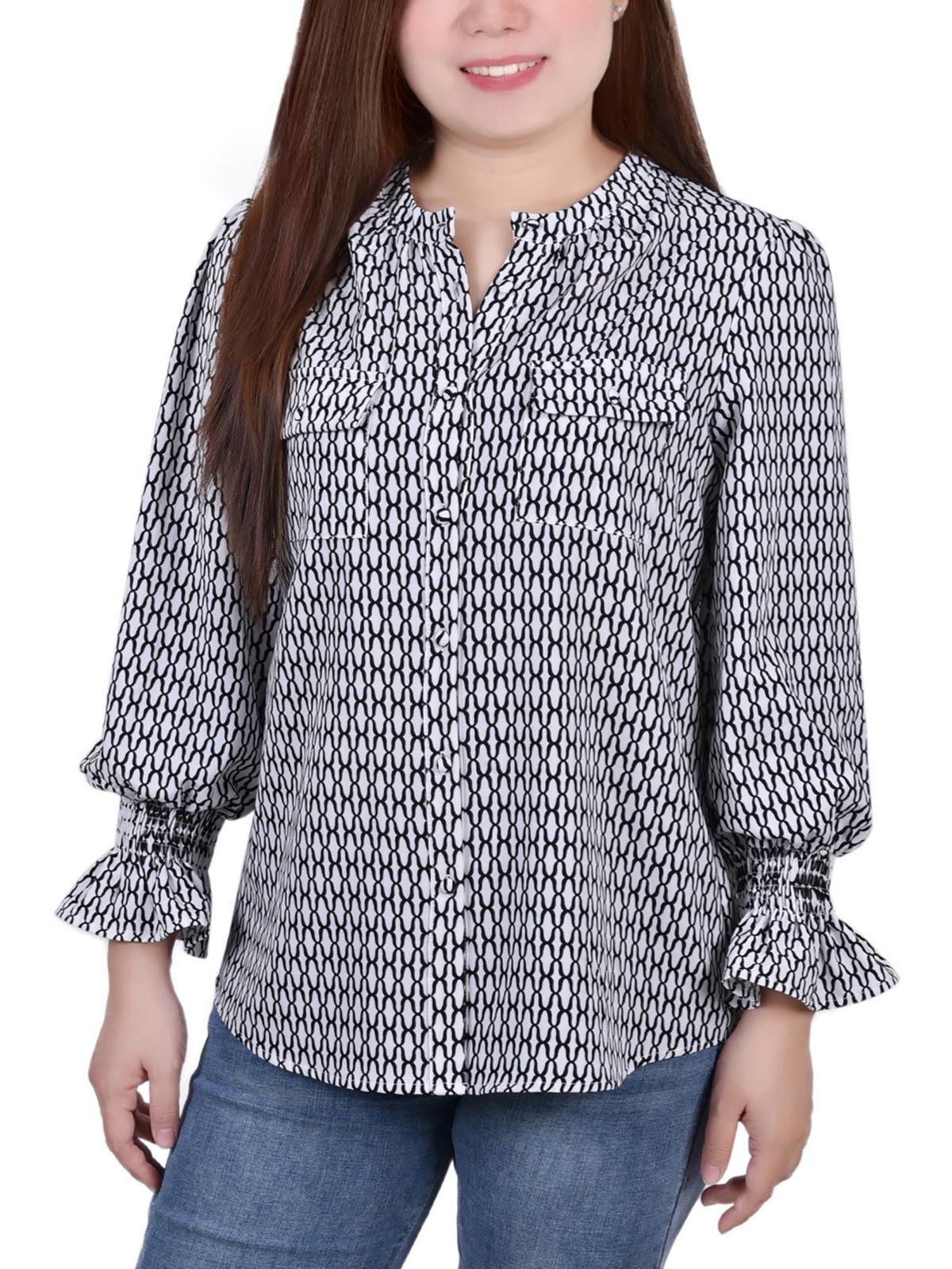 

Женская блузка Petites с круглым вырезом на пуговицах NY Collection, цвет white/black justin