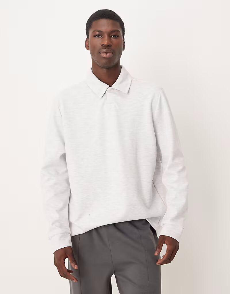 

Рубашка-поло из элегантной ткани в стиле дайвинга и меланжа Asos Design, серый