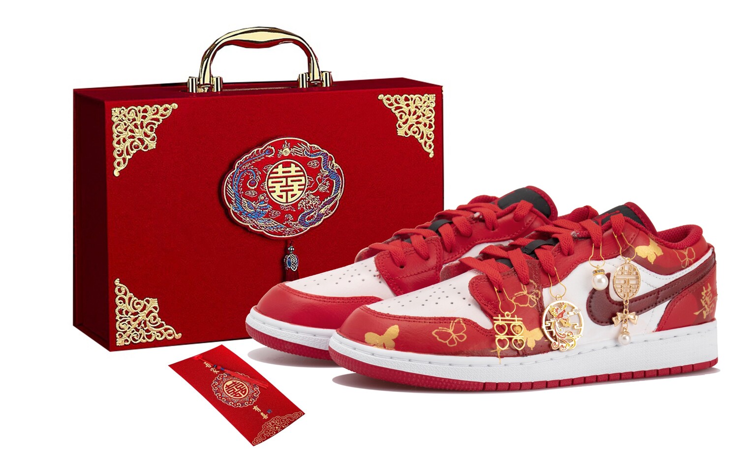 

Кроссовки Air Jordan 1 Vintage Basketball Shoes Women's Low-top White/red, белый/красный