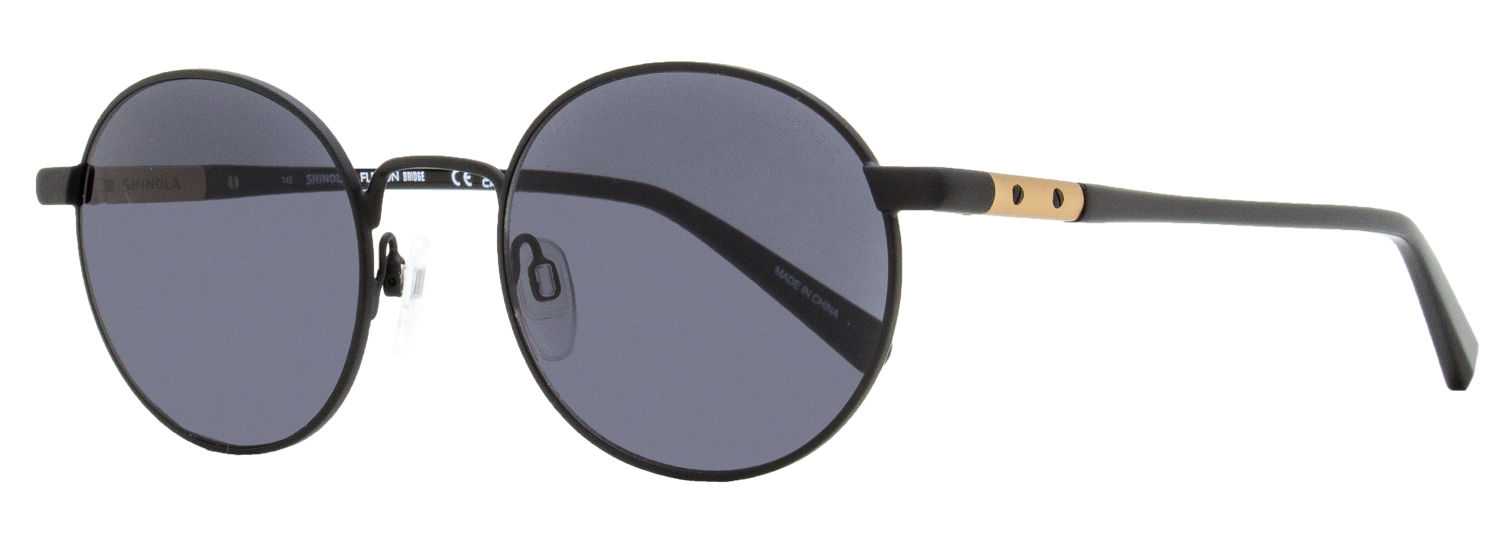 

Солнцезащитные очки Shinola Unisex Round Runwell SH2301SL 001 матово-черные 51 мм