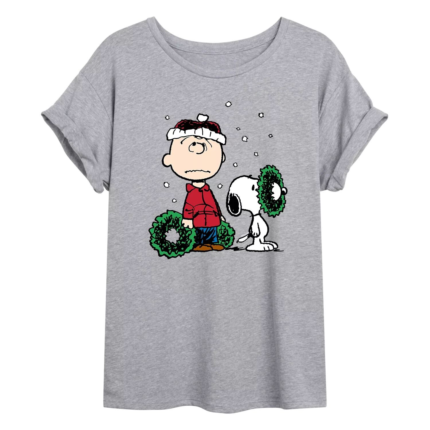 

Размерная футболка с рисунком Peanuts Charlie Brown & Snoopy Wreaths для юниоров Licensed Character