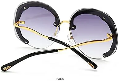 

Большие круглые солнцезащитные очки без оправы для женщин, линзы с градиентным переходом цвета, защита от УФ-излучения UV400, солнцезащитные очки для мужчин MTZJH, 4