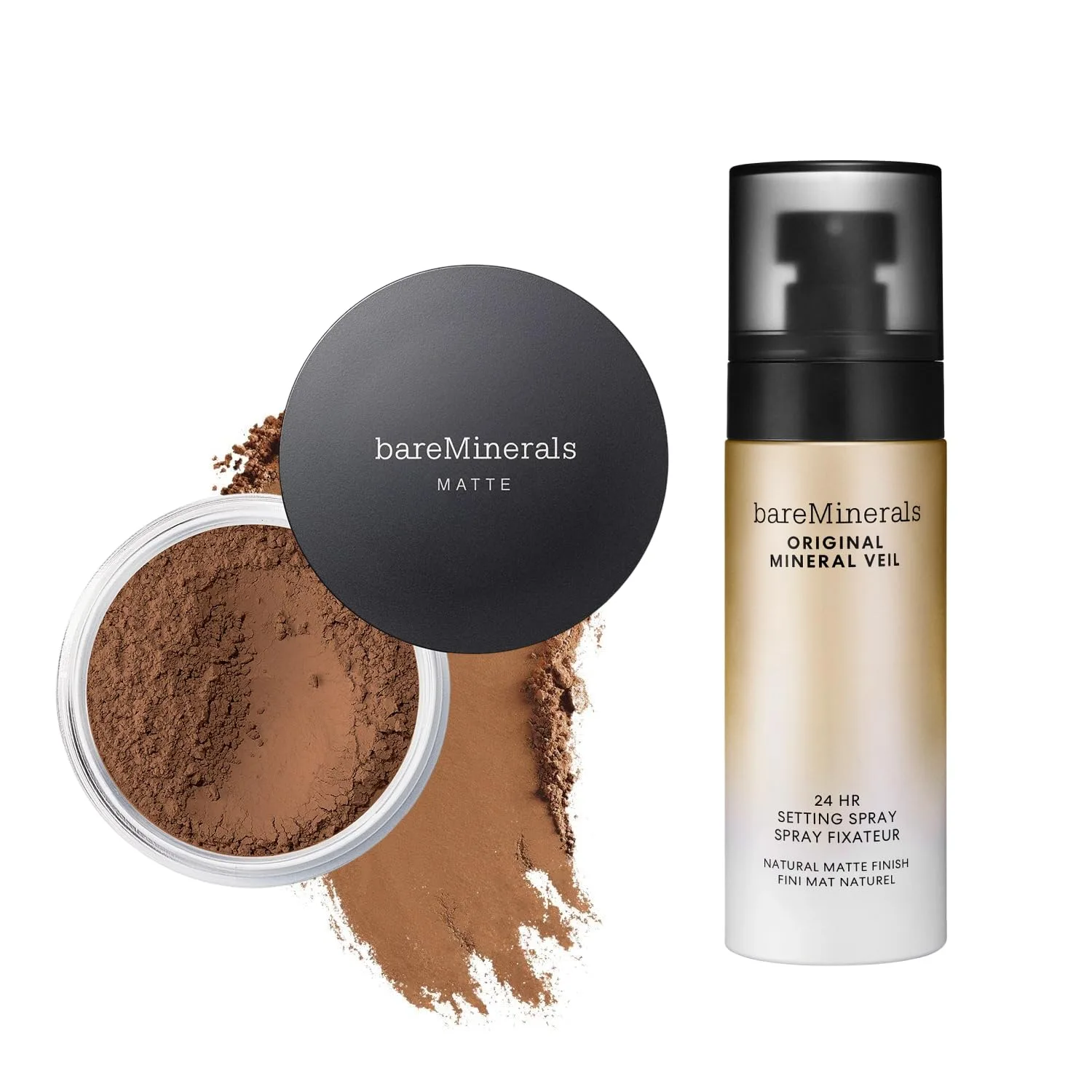 bareMinerals Original Matte Loose Powder Foundation SPF 15, минеральная пудра для лица, покрытие от легкого до полного, матирует, без талька, некомедогенно + Mineral Veil Natural Matte Setting Spray