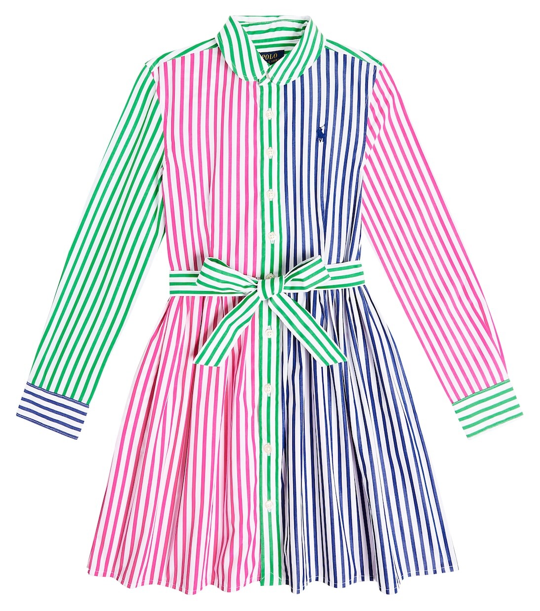 

Полосатое хлопковое платье-рубашка Polo Ralph Lauren Kids, мультиколор