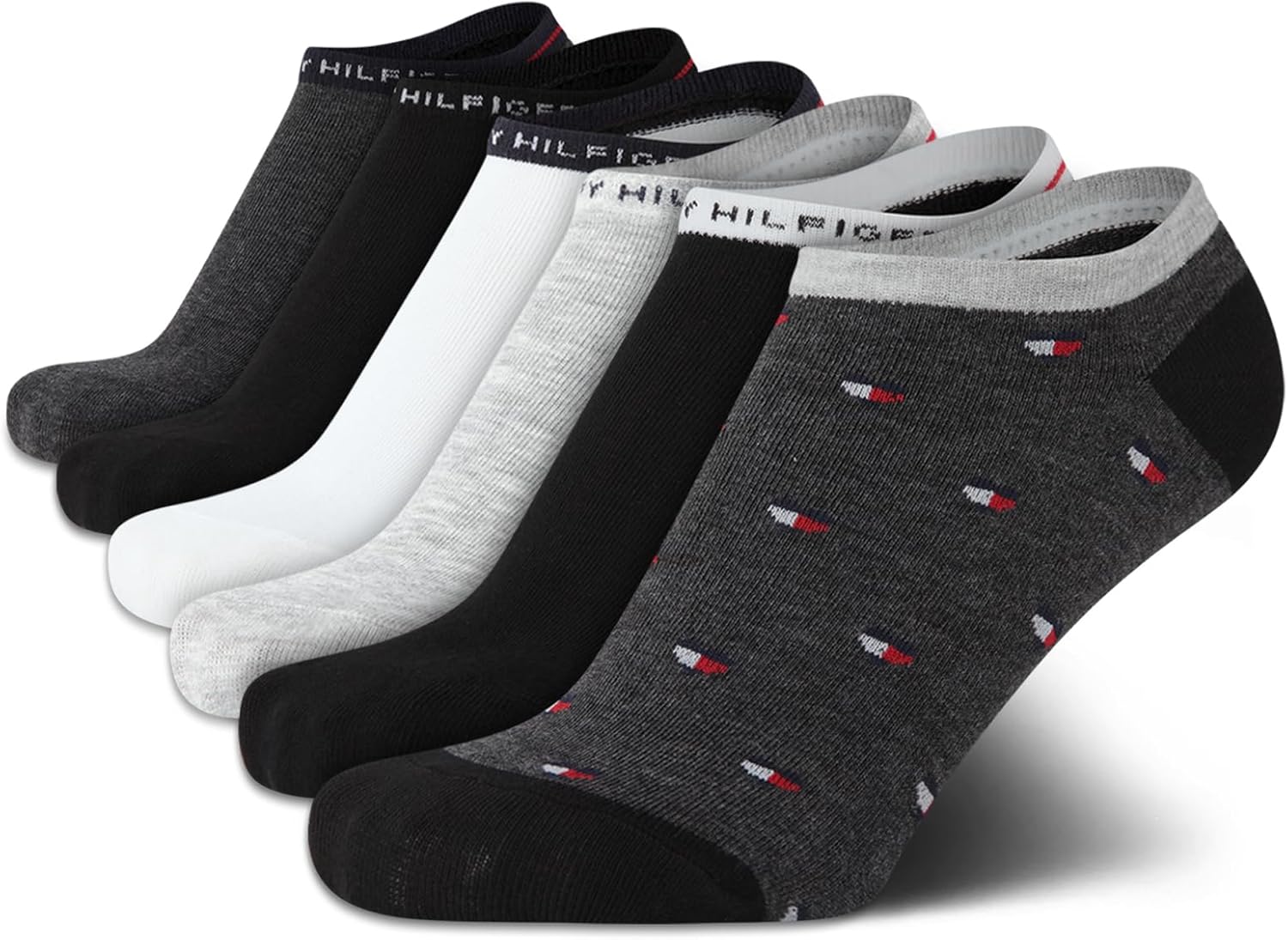 

Женские носки-невидимки Tommy Hilfiger - 6 пар мягких хлопковых носков с низким вырезом для кроссовок, лоферов и балеток (размер: 4-10), Blue/Black/White