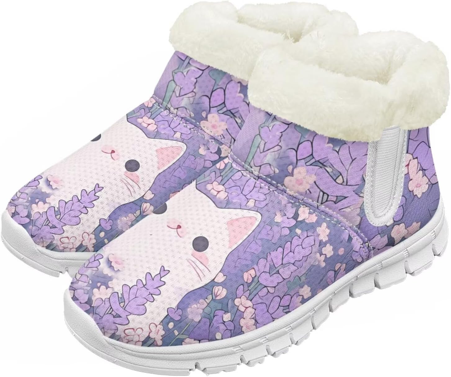 

Pzuqiu Зимние ботинки для девочек и мальчиков, ботильоны для детей с теплым мехом, противоскользящие, для прогулок, белая подошва