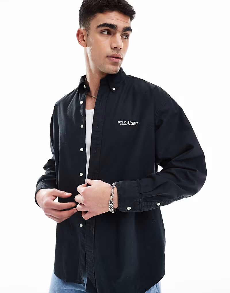 

Polo Ralph Lauren Sport capsule small logo pocket wear oxford shirt in black