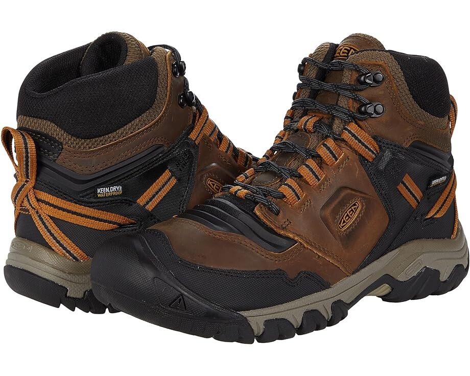 

Походные ботинки KEEN Ridge Flex Mid WP, цвет Bison/Golden Brown