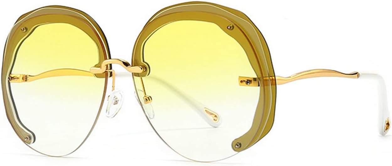 

Уникальные женские солнцезащитные очки COTIA большого размера без оправы, круглые, с прозрачными линзами с градиентом цвета "океан", защита от УФ-излучения UV400, модные мужские солнцезащитные очки, Yellow