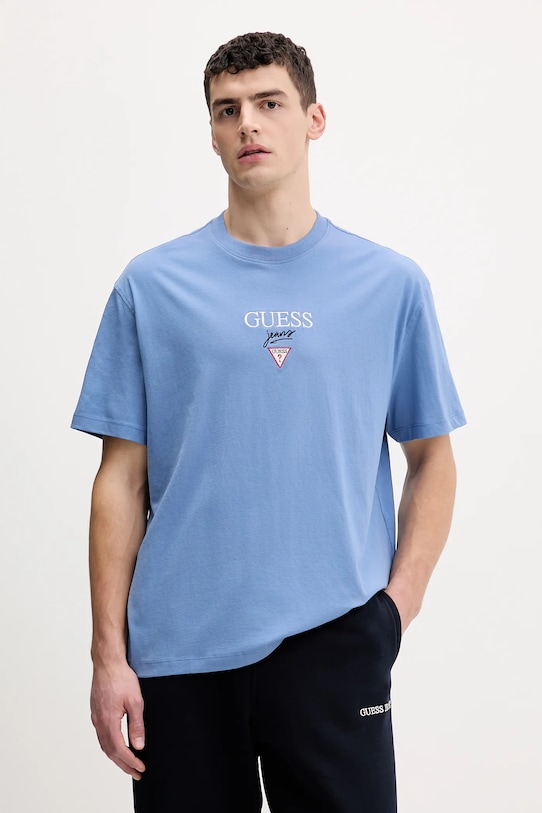 

Хлопковая футболка Guess Jeans, синий