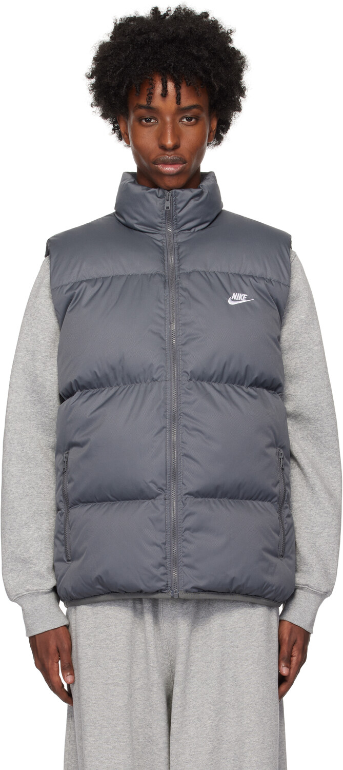 

Серый спортивный клубный стеганый жилет Nike, Iron grey/White