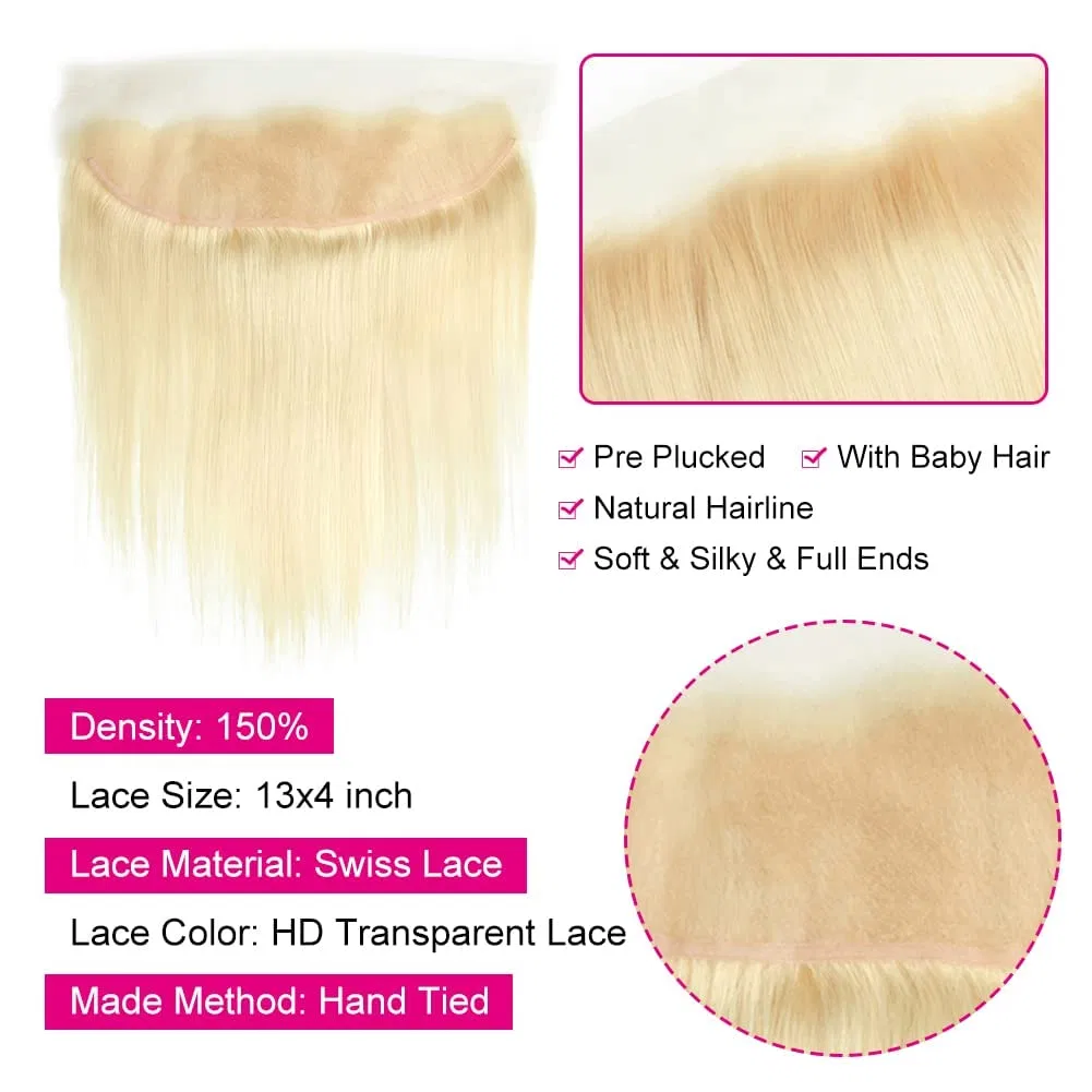 Блондинистый фронтальный парик 13x4 Lace Frontal из бразильских волос Arenshxc — фото 3
