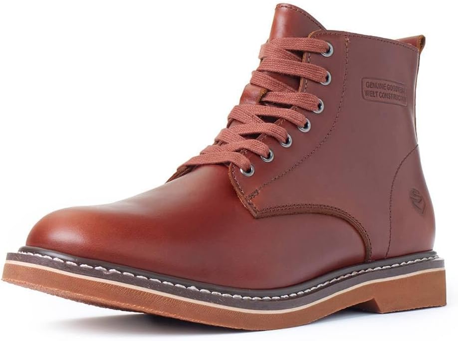 

Мужские ботинки SUREWAY 6, повседневные ботинки, из полной кожи, с удобной резиновой подошвой, стойкой к скольжению/маслу/кислоте, съемная стелька с эффектом памяти из ПУ, мягкий носок, коричневые ботинки